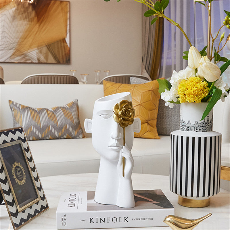 Twin Vase Ornaments – Luxury Resin Home Decoration for Modern Interiors