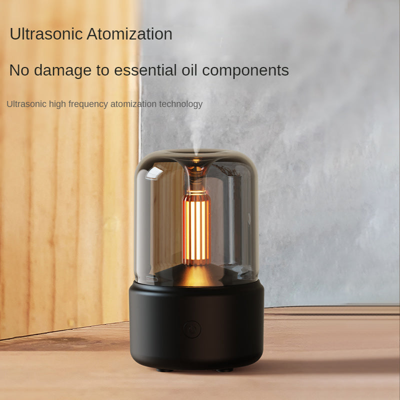Creative Candle Light Aroma Diffuser & USB Humidifier – Soft Candle Glow, Quiet Mist, Modern