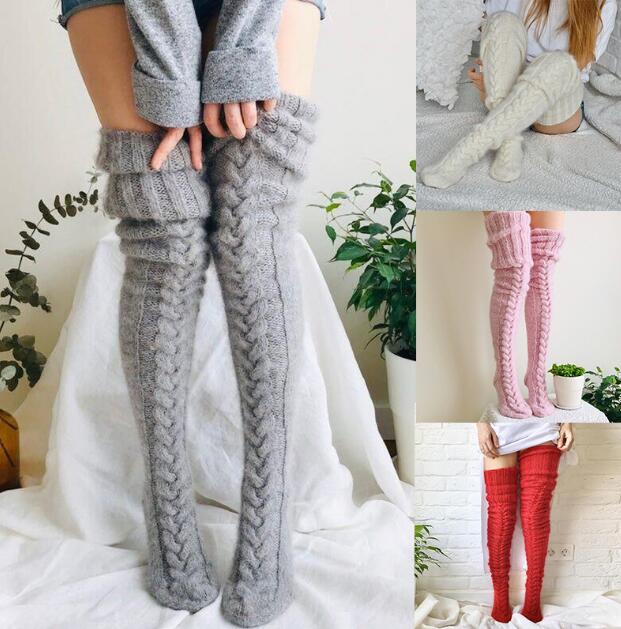 Knitted Mohair-Style Lolita Cosplay Over-the-Knee Stockings | Warm JK Woollen Fashion Socks for Women