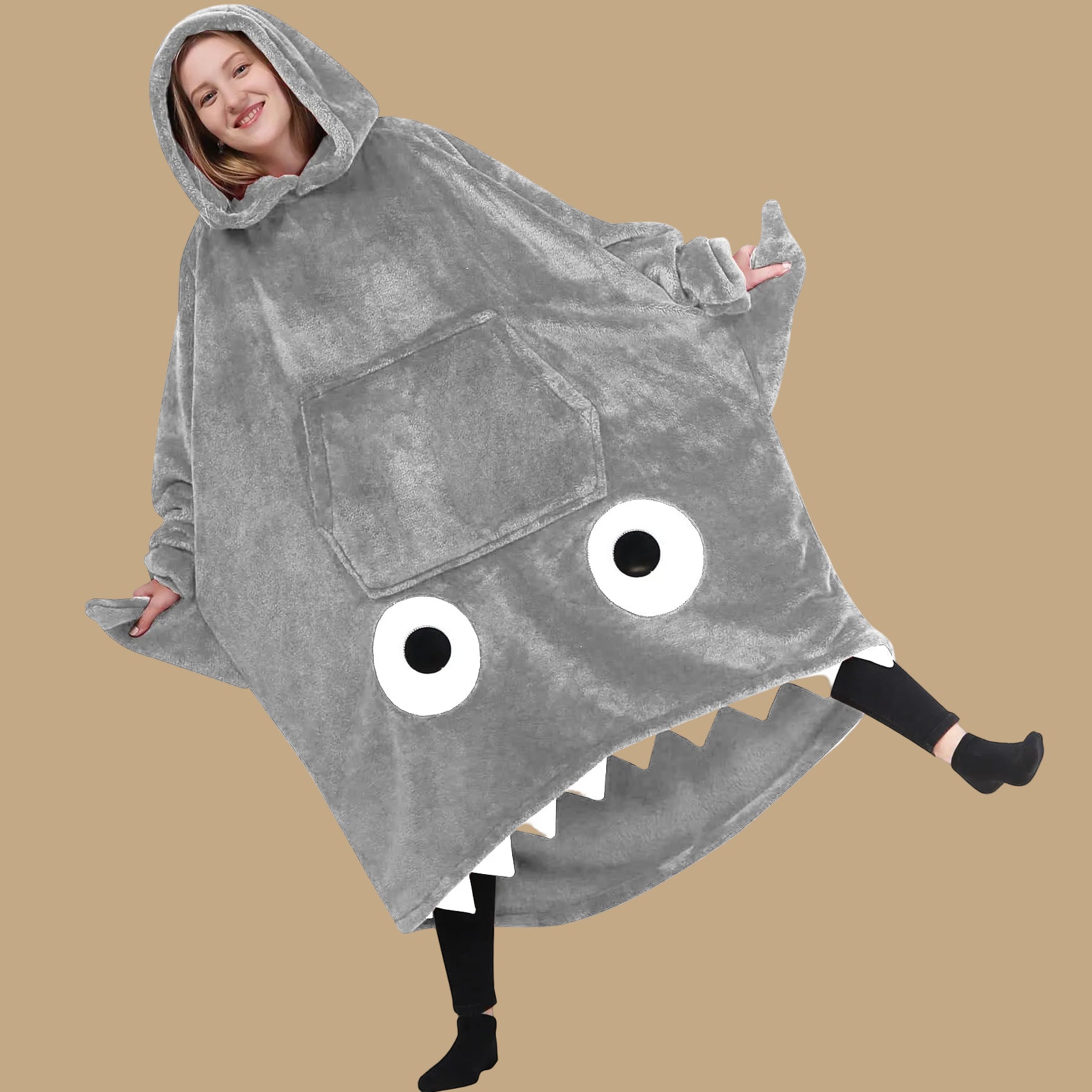 Shark Hoodie Blanket – Oversized Cozy Sleepwear for Home & Lounge