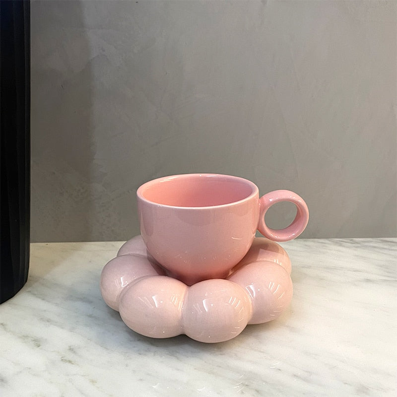 Flower Coffee Cup & Plate Gift Set – Ceramic Mug with Gift Box