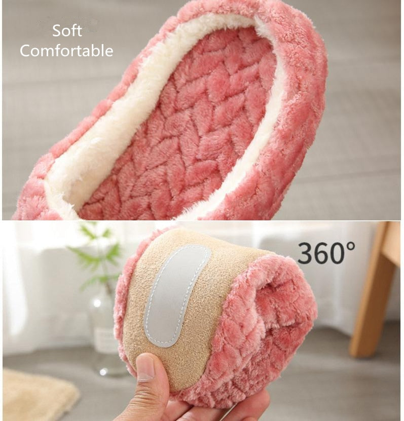 Women Warm Plush Indoor Slippers – Anti-Slip Soft Silent House Shoes for Autumn & Winter