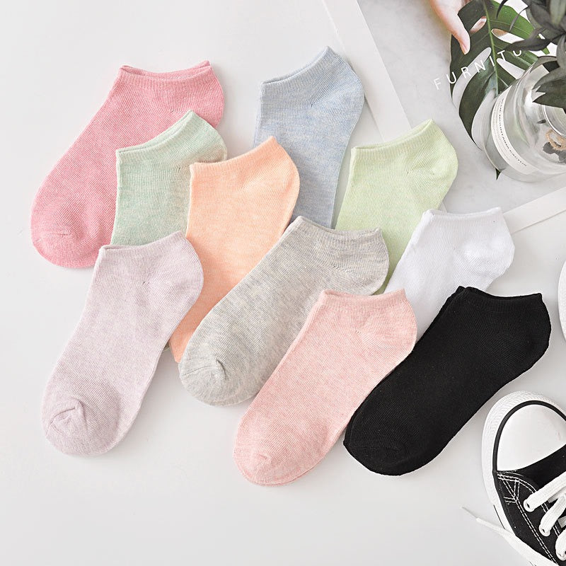Women's Breathable Cotton Casual Ankle Socks – Multicolor, Sweat-Absorbing, Soft & Durable