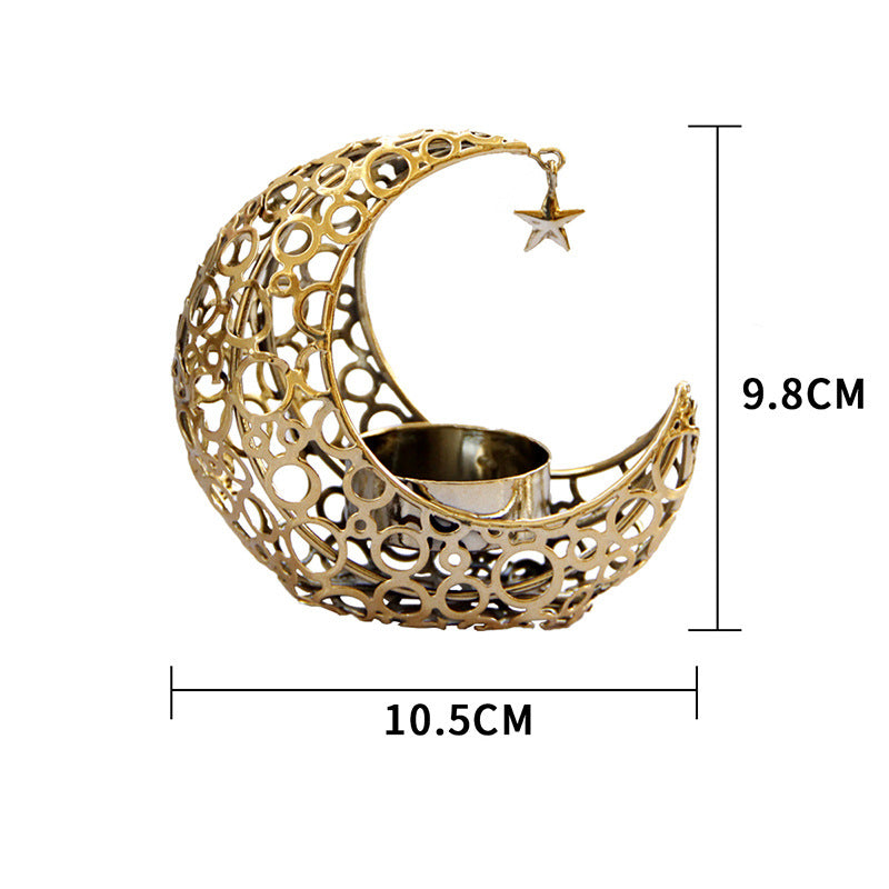 Eid Moon Candle Holder – Metal Crescent Tealight Stand for Home Decor