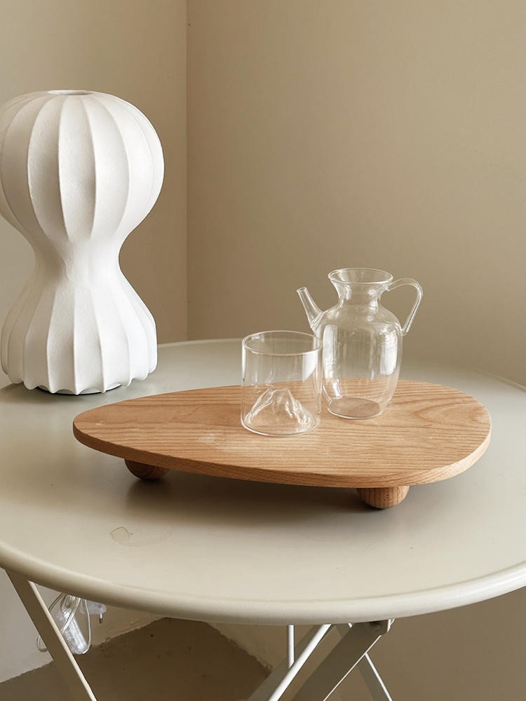 Ball High Foot Solid Wood Tray – Beech Desktop Storage & Serving Tray