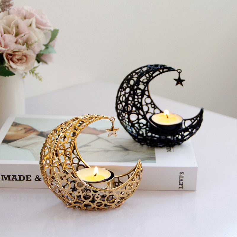 Eid Moon Candle Holder – Metal Crescent Tealight Stand for Home Decor