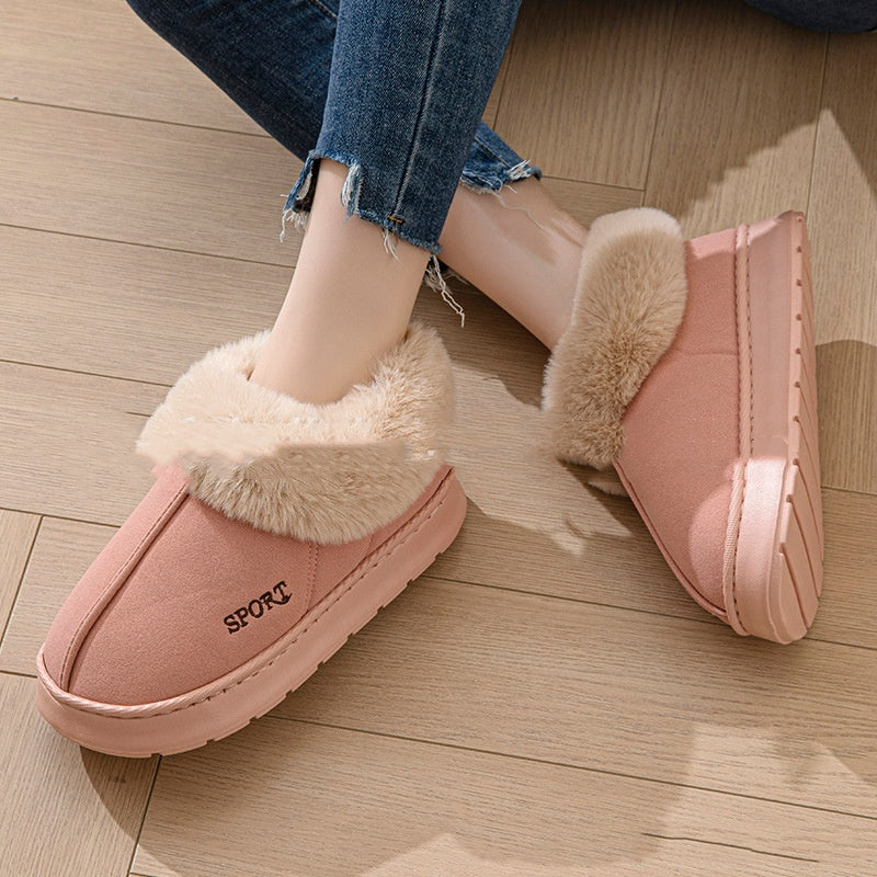 Cozy Plush Faux Fur Slippers for Women – Non-Slip Indoor