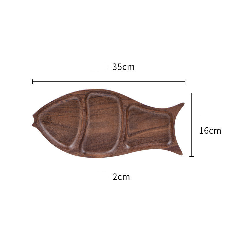 Luxury Wooden Fruit Plate – Fish, Leaf & Square Design Serving Tray