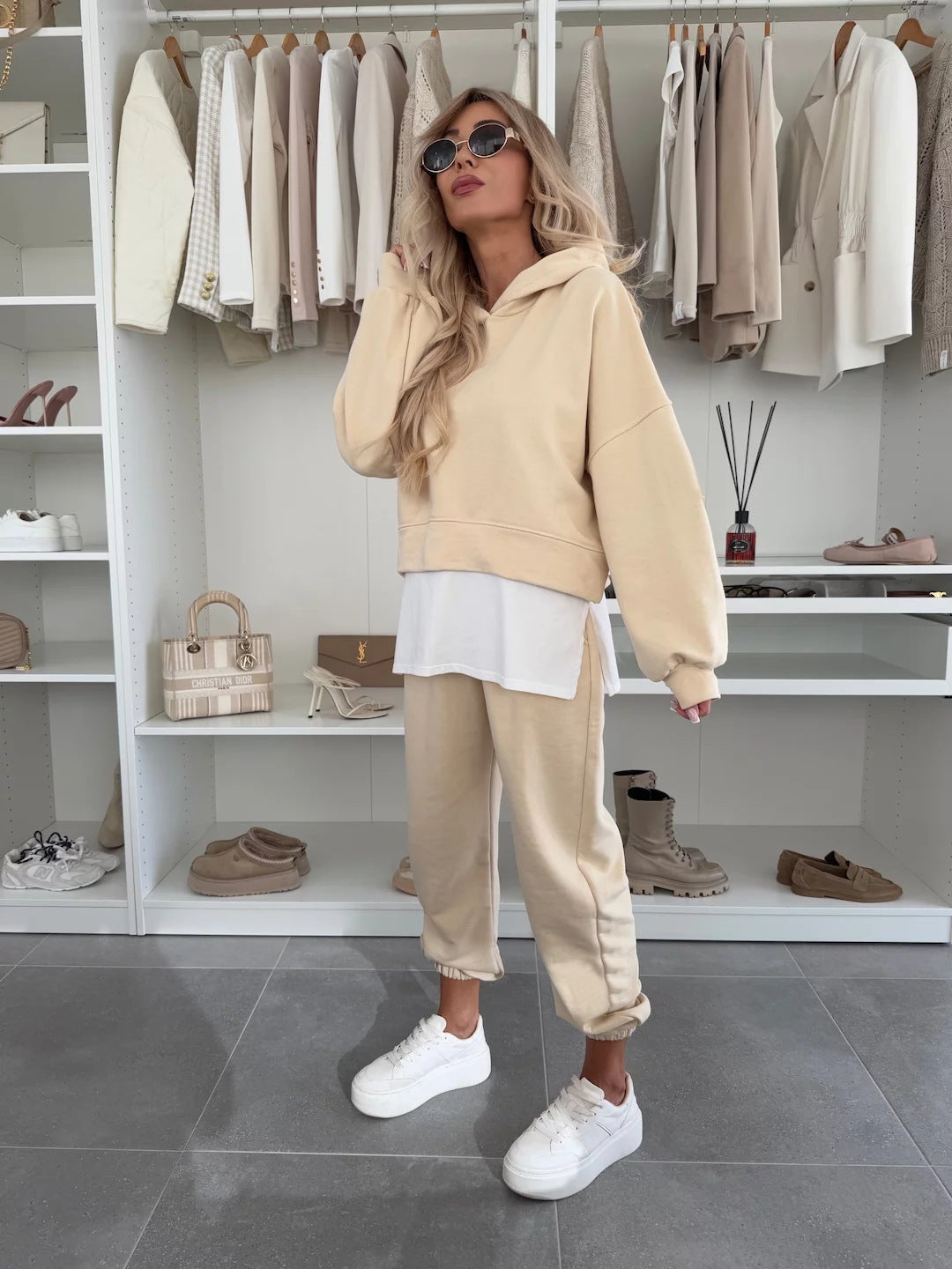 Women’s Color-Block Streetwear Set – Trendy Two-Piece Long Sleeve Top & Pants | Comfortable Outfit