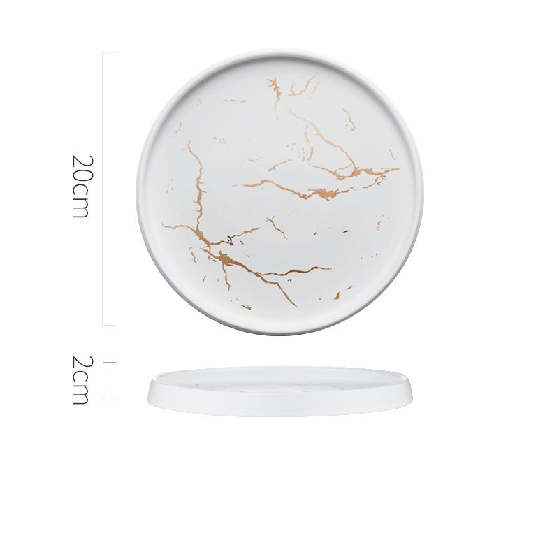 Marble Porcelain Plate – Elegant Black & White Dish