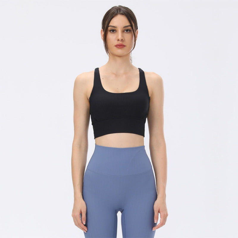 Soutien Desportivo Rib Nude Feel para Yoga – Soutien Desportivo Feminino com Alças Cruzadas e Secagem Rápida | Suporte Sem Costuras e Conforto Ultramacio