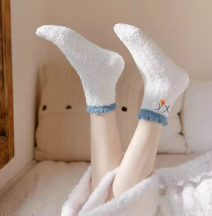 Winter Coral-Down Socks for Women – Ultra-Soft, Warm, Plush Coral Velvet | 4-Pair Set