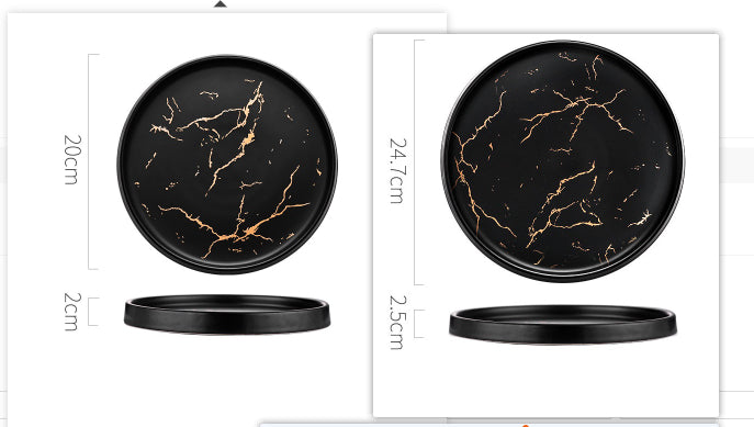 Marble Porcelain Plate – Elegant Black & White Dish