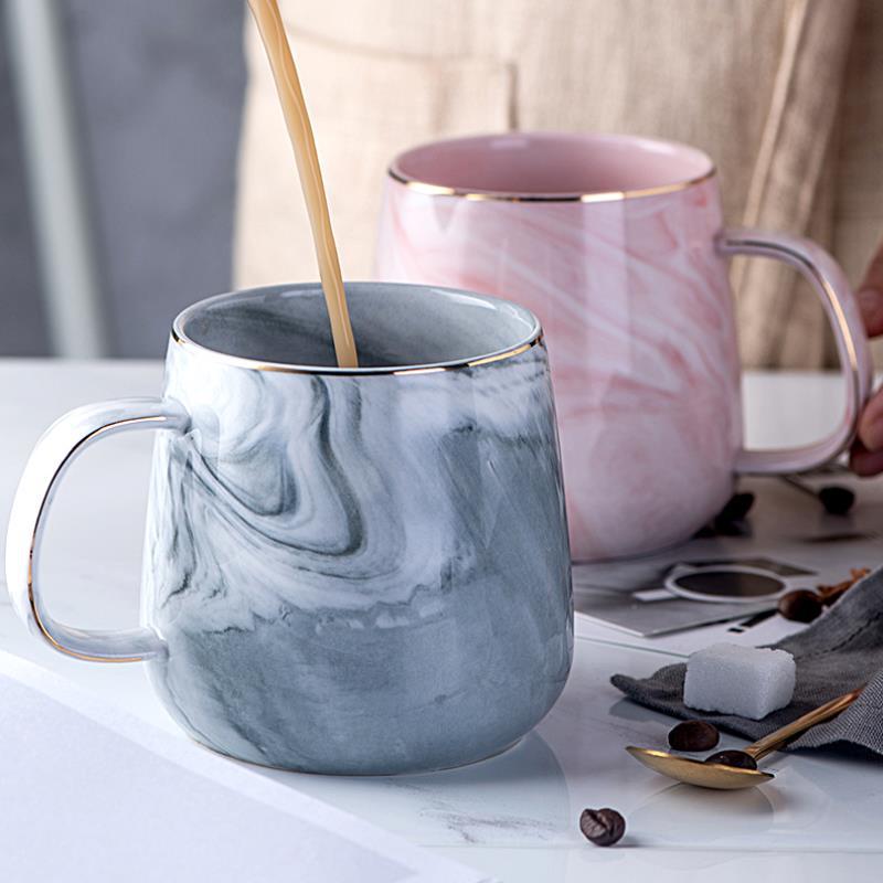 Couple Mug Set – Ceramic Marble Pattern Coffee & Tea Cups