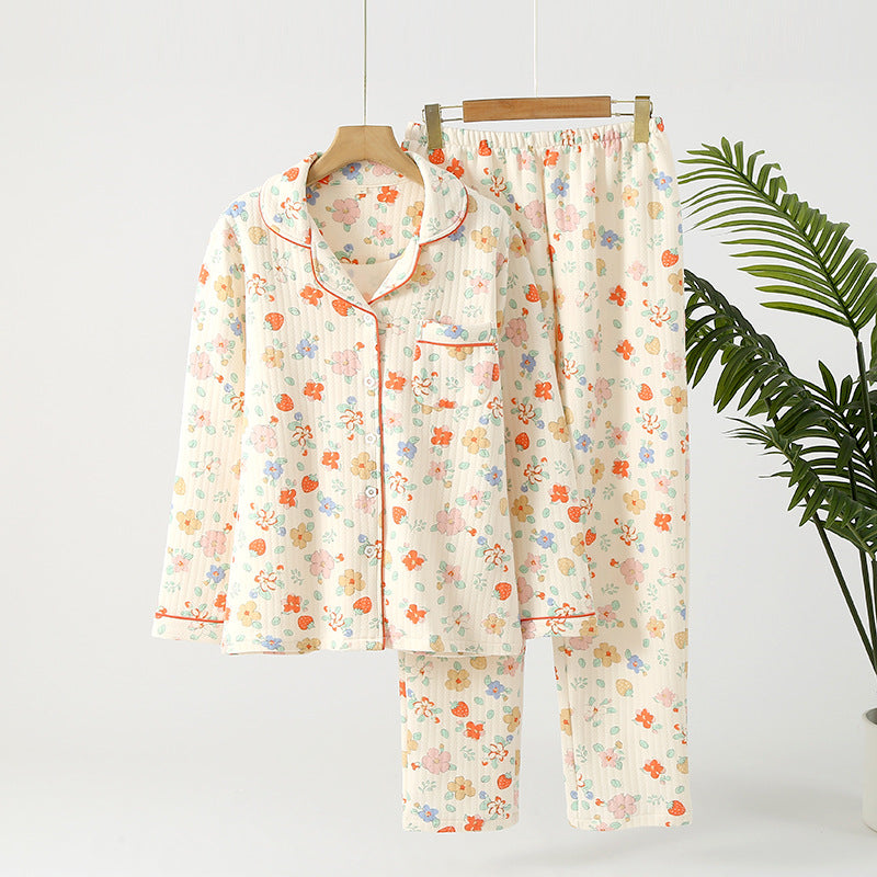 Winter Cotton Floral Pajamas - Full Sleeve Sleepwear Set