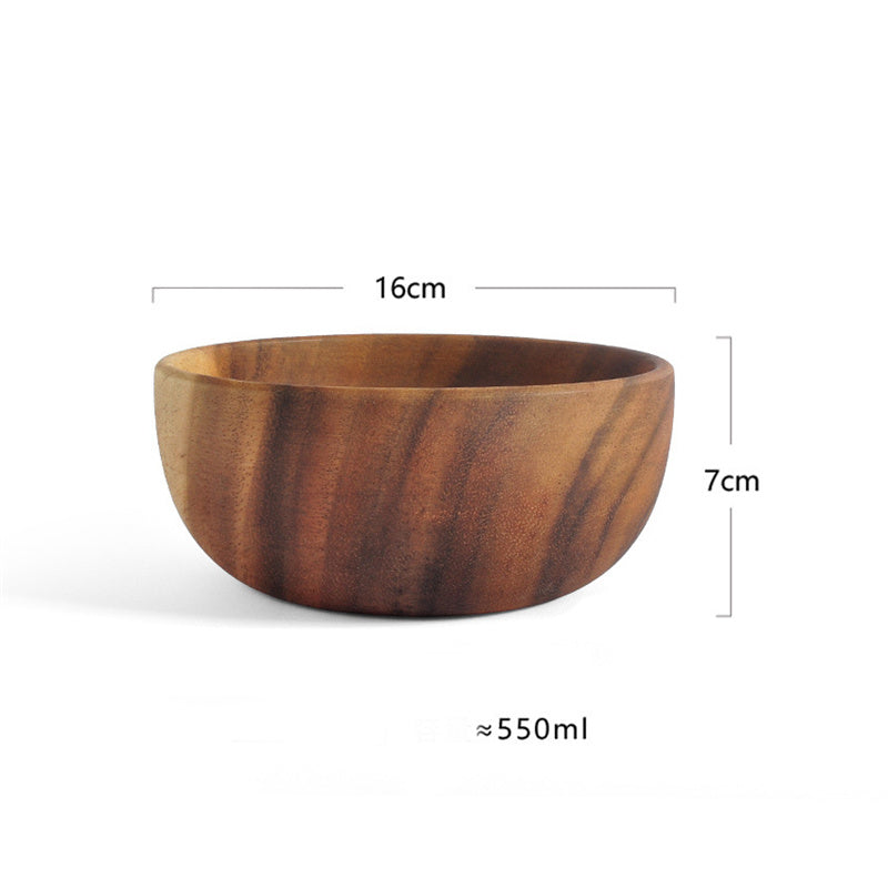 Premium Wooden Bowl – Solid Raw Wood Plate for Salads, Fruits & Tableware