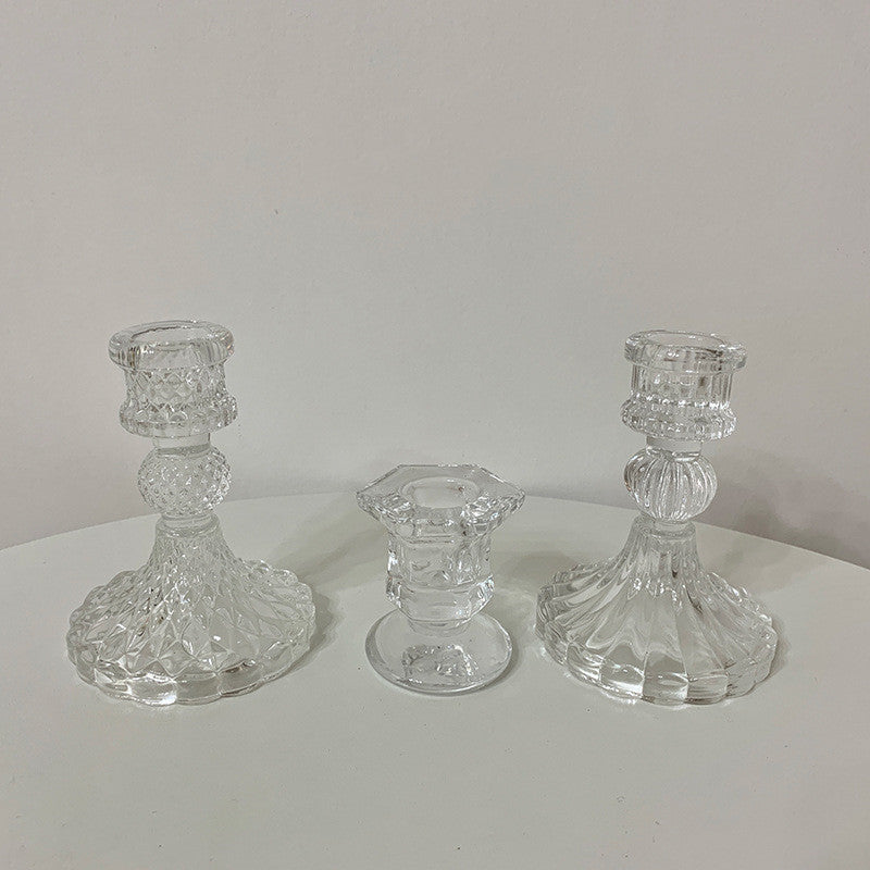 Romantic Glass Candle Holder – Elegant Table Decor for Restaurants & Homes