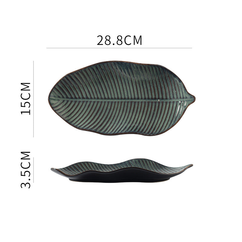 Japanese Leaf-Shaped Ceramic Plate – Elegant Home & Restaurant Tableware