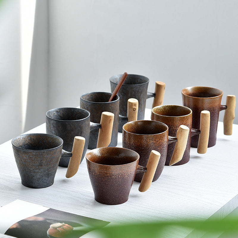 Ceramic & Solid Wood Cup –  Stylish Drinkware