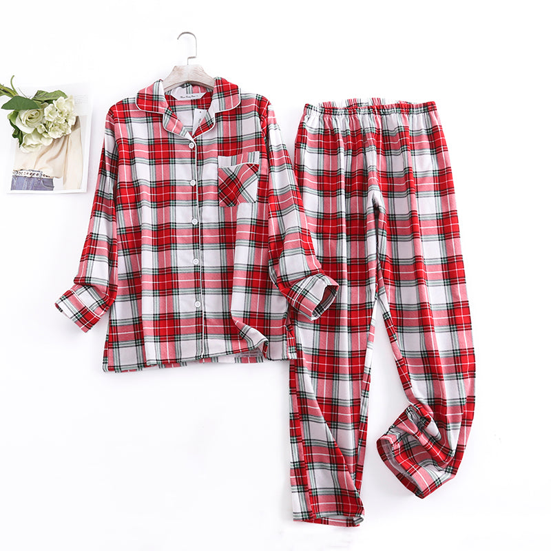 Checkered Women’s Pajamas Set - Red and White