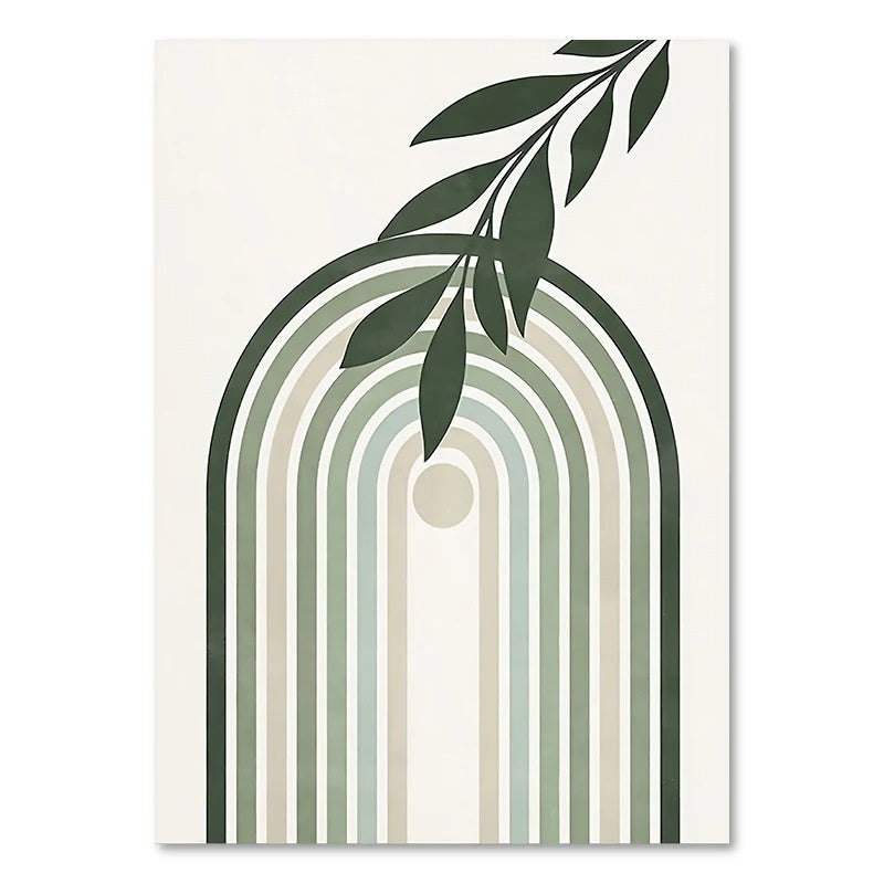 Green Plant Canvas Wall Art – Cartoon-Style Handmade Decorative Painting