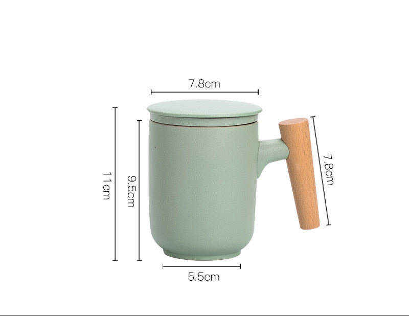 Ceramic Cup with Bamboo Lid – 450ml Stylish Drinkware