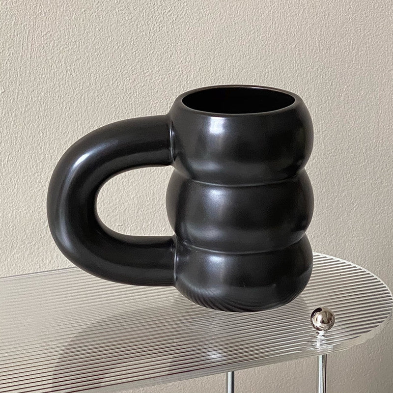 Scandinavian Tire Ceramic Mug – Coffee Cup with Coarse Handle
