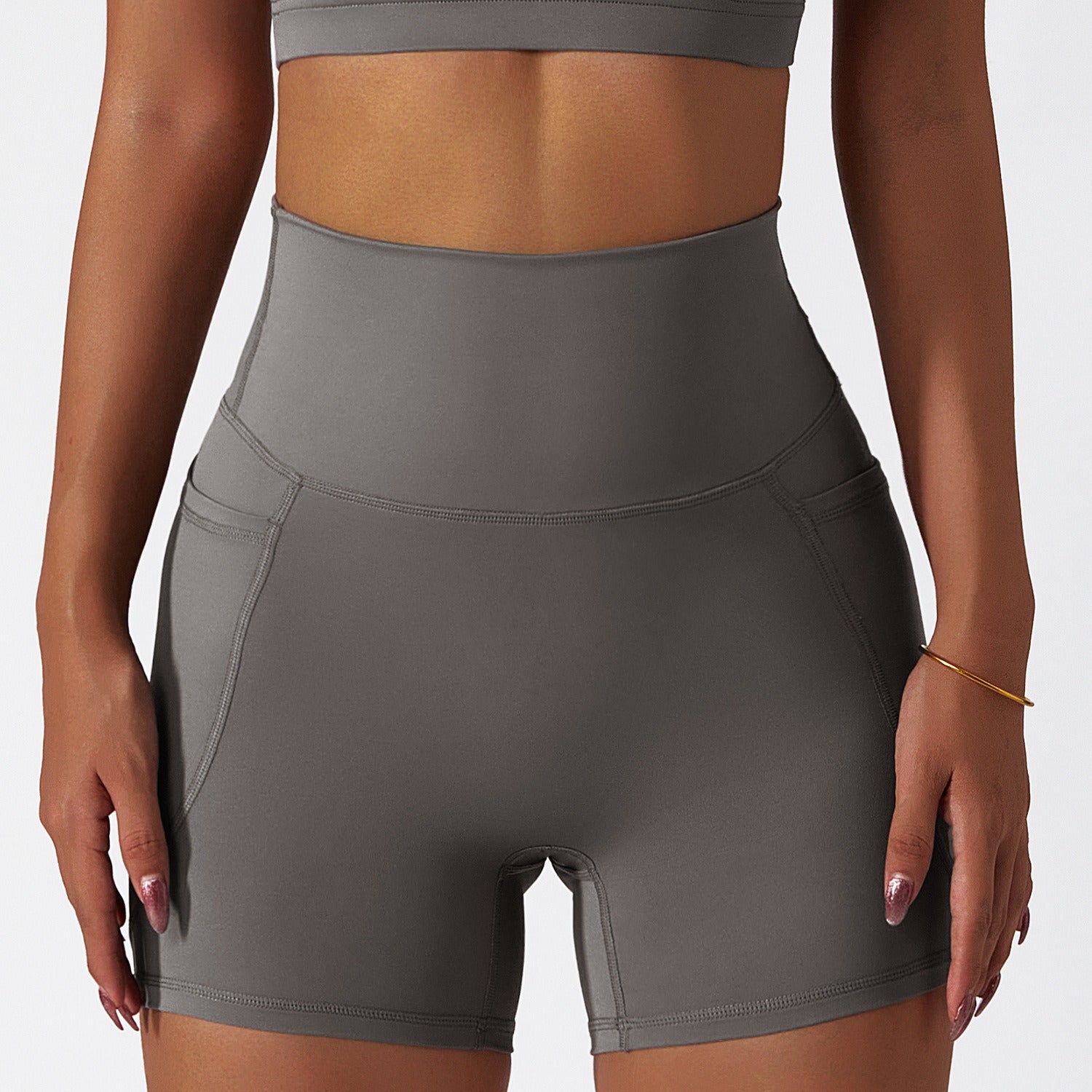 Summer Ice Silk Nude Sports Shorts – Quick-Dry, Breathable Yoga & Running Shorts with Pockets