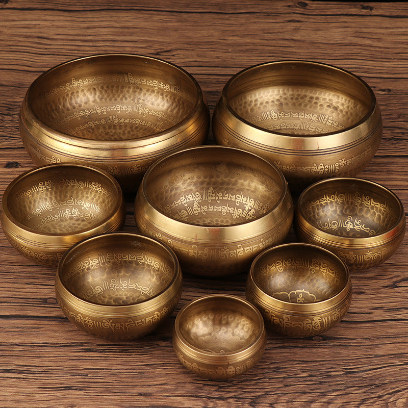 Tibetan Nepal Handmade Singing Bowl Set – Buddha Mantra Meditation & Wellness Sound Bowl