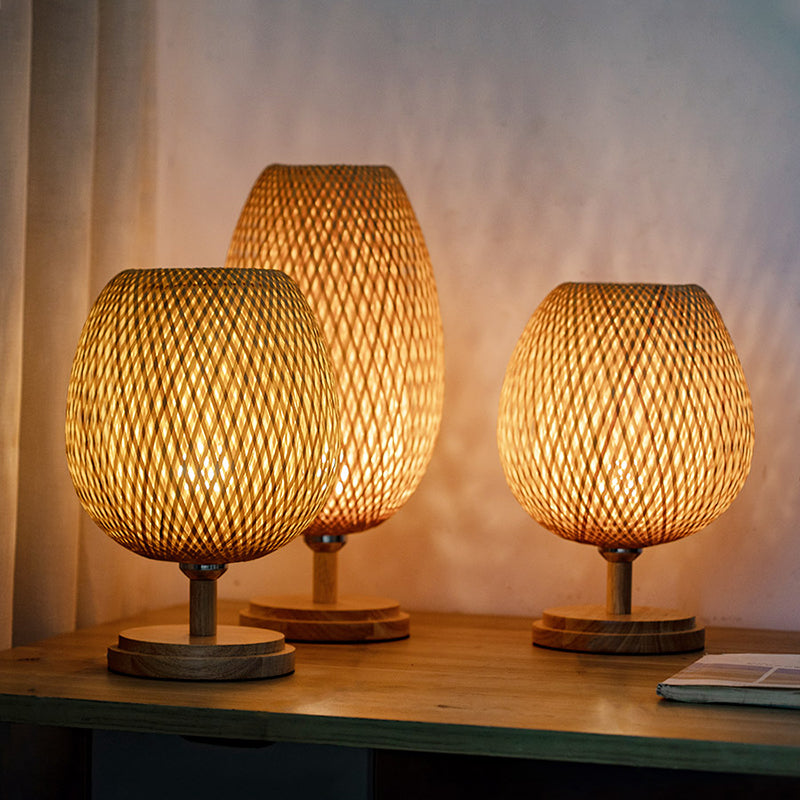 Bamboo Woven Table Lamp – Japanese Zen Style for Bedroom & Living Room