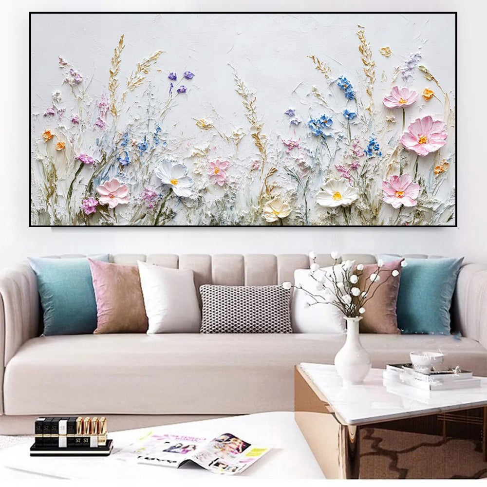Handmade 3D Flower Oil Painting on Canvas – Modern Palette Knife Wall Art