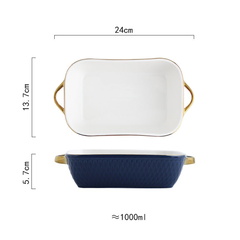 Rectangular Oval Diamond Ceramic Bake Tray – Microwave-Safe Dish