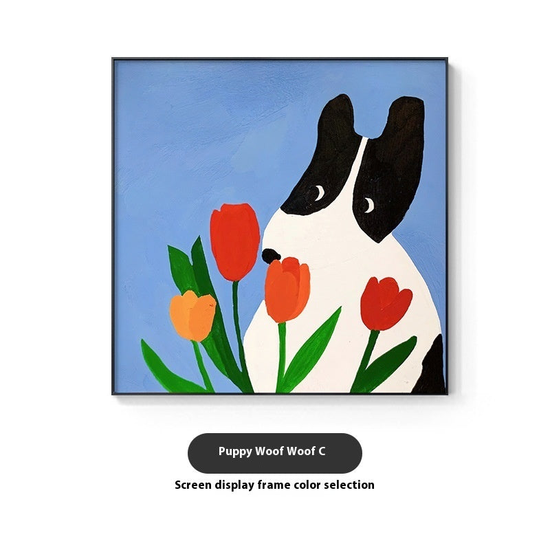 Dog Red Square – Modern Framed Canvas Wall Art