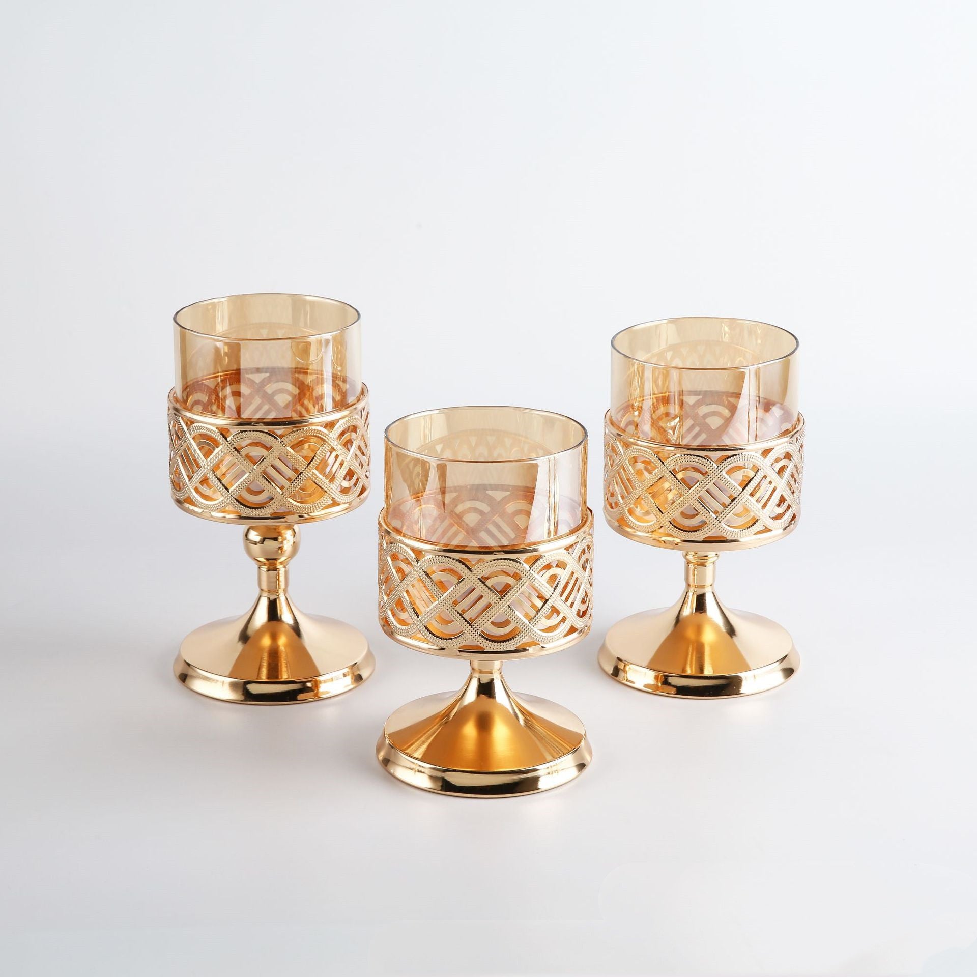 Gold Glass Decorative Candlestick – Modern Minimalist Home Decor