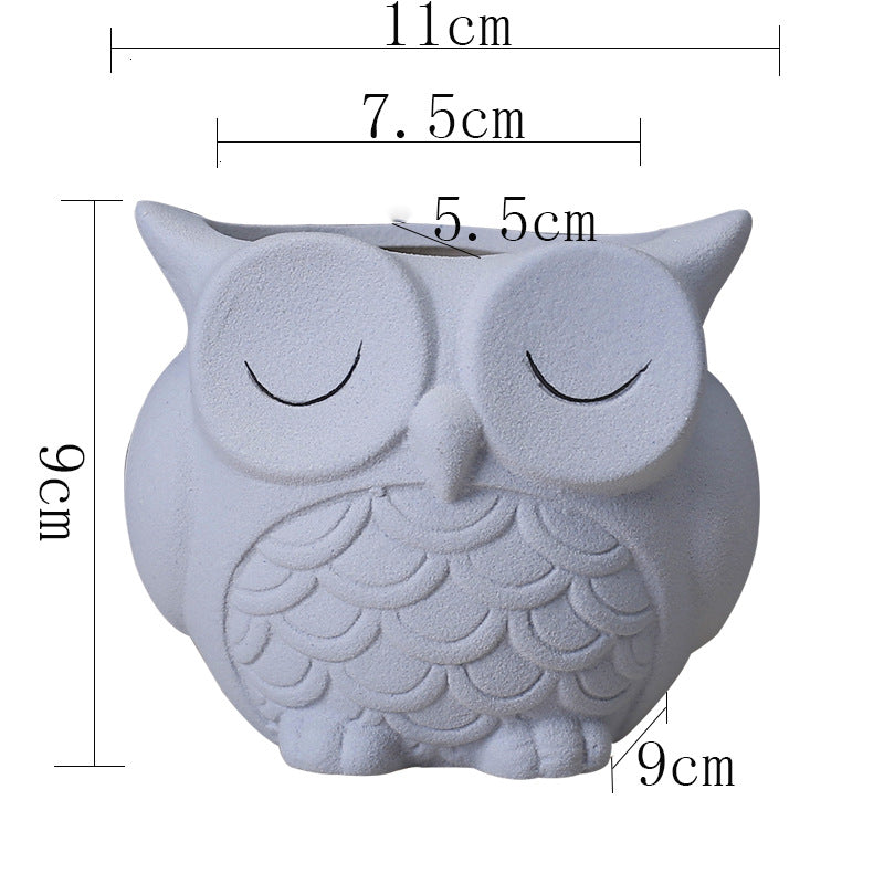 Owl Ceramic Flower Pot – Creative Desktop Indoor Plant Planter