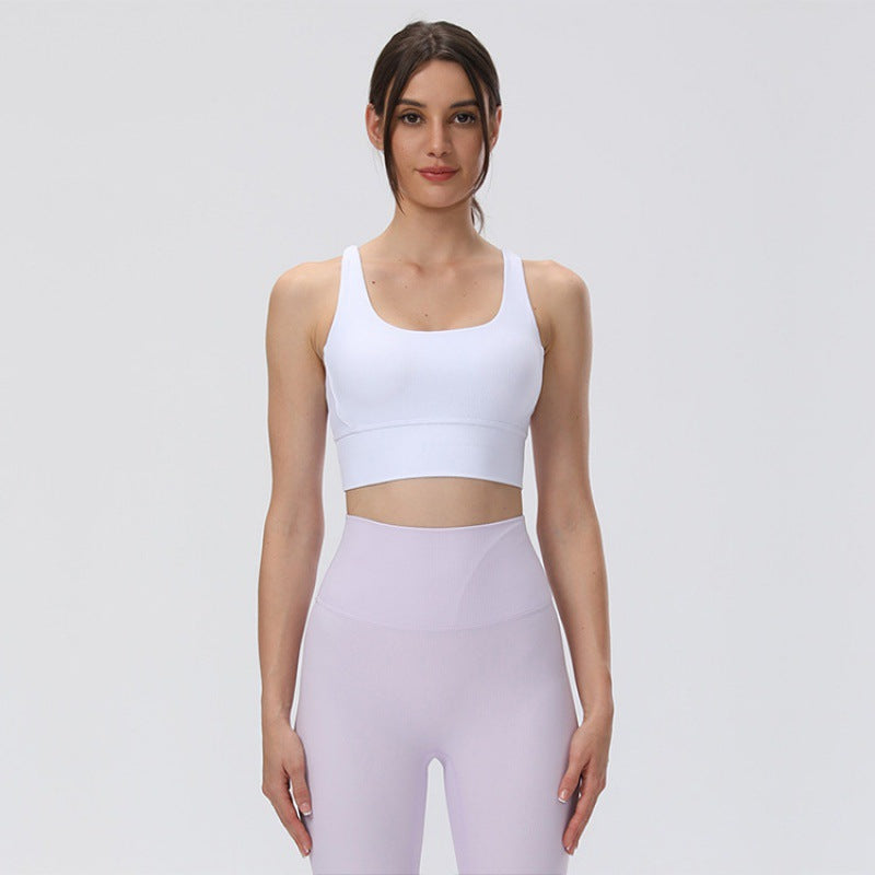 Soutien Desportivo Rib Nude Feel para Yoga – Soutien Desportivo Feminino com Alças Cruzadas e Secagem Rápida | Suporte Sem Costuras e Conforto Ultramacio
