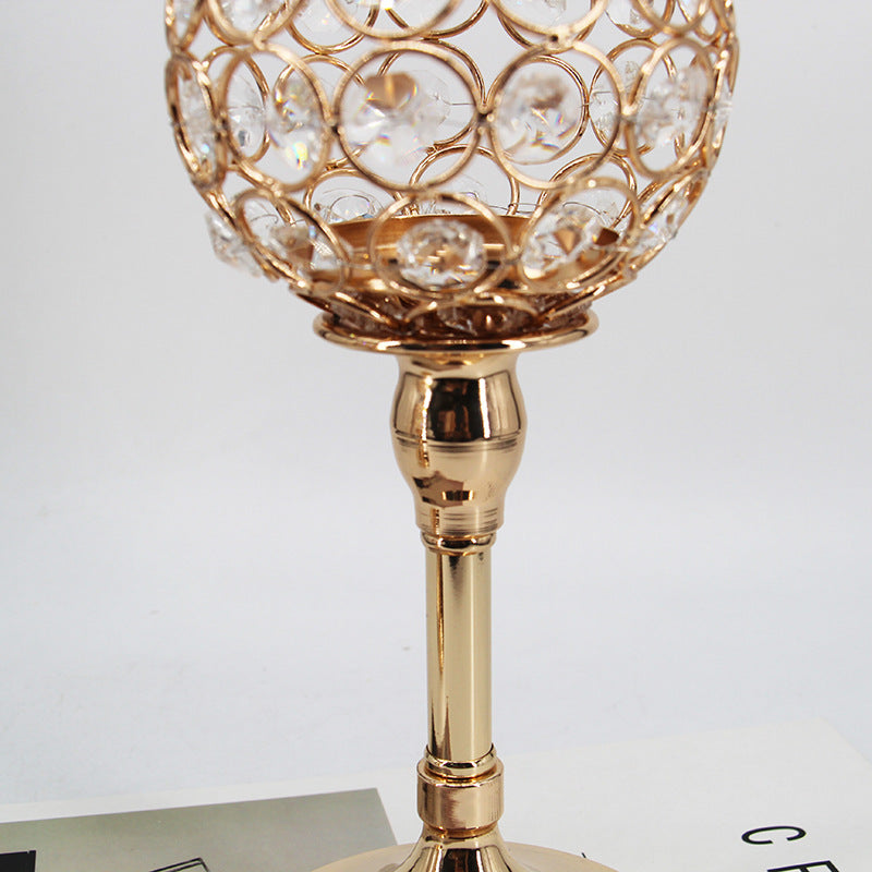 Crystal Iron Candle Holder – Elegant Gold Wedding Table Decoration