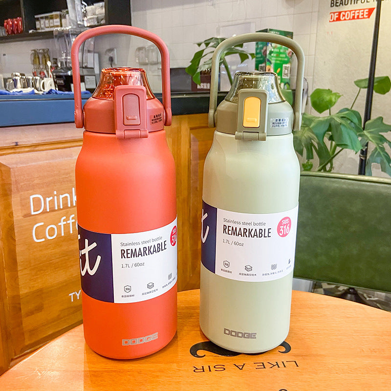 Large Capacity Stainless Steel Insulated Cup with Straw – 1300ml & 1700ml | Leak-Proof Outdoor Sports & Fitness Bottle