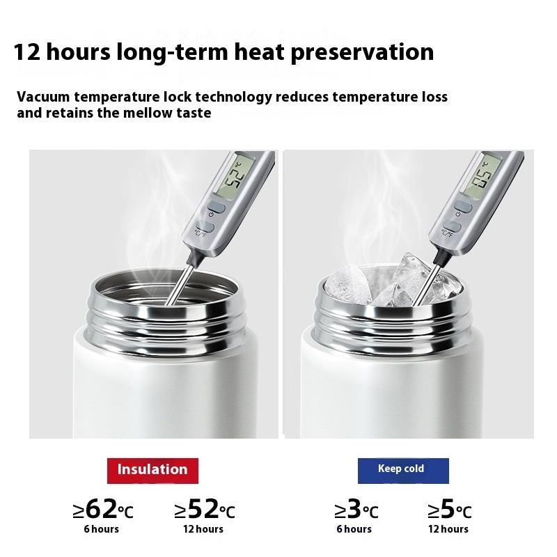 Light Press Magnetic Thermos Cup – Stylish Portable Tea & Water Separator, 420ml