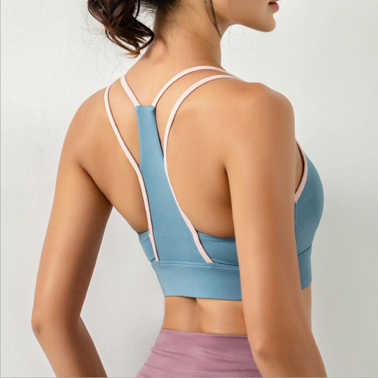 Sporty Running Yoga Fitness Bra – Full-Cup Support, Color-Match Design, Middle Mold Cup