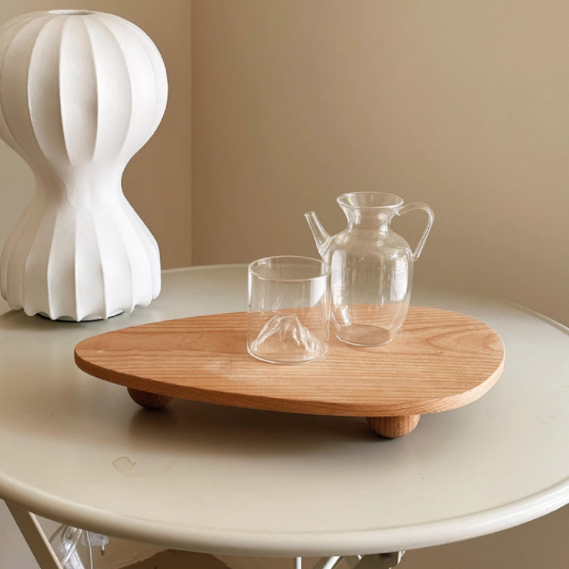 Ball High Foot Solid Wood Tray – Beech Desktop Storage & Serving Tray