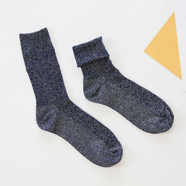 Women’s Soft Cotton Casual Socks – Shiny Solid Pattern | Comfortable Everyday Fashion Socks
