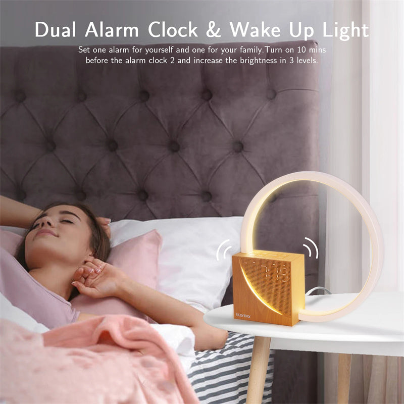 Bedside Touch Table Lamp with Natural Sounds & Alarm Clock – 3-Level Dimmable LED Wake-Up Light for Home & Bedroom