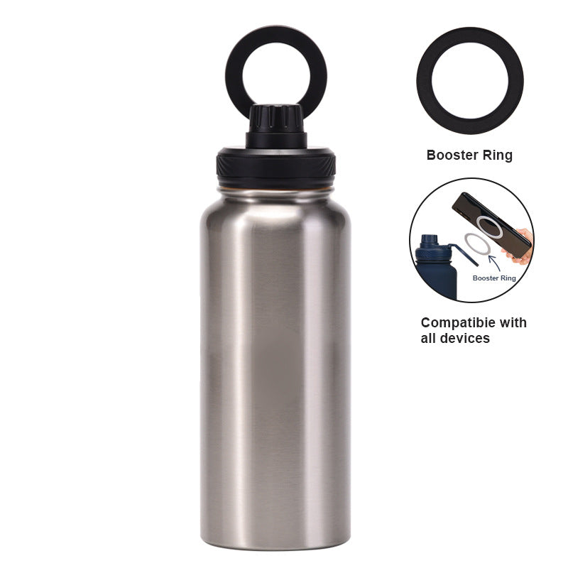 Magnetic Bracket Thermos Cup – Large Capacity Stainless Steel Sports Water Bottle