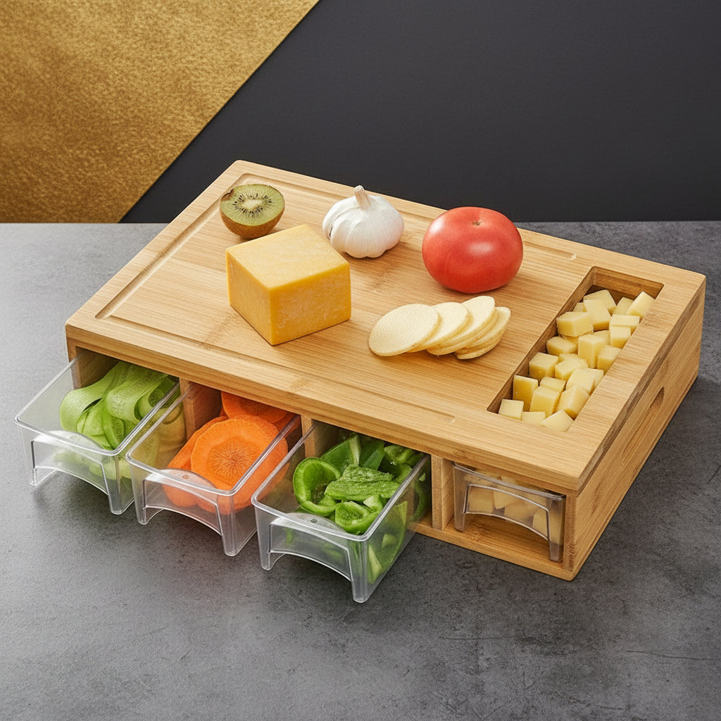 Premium Square Bamboo Cutting Board – Modern Minimalist, Mildew-Proof, Durable