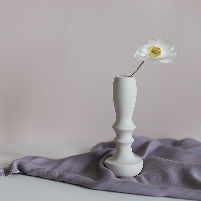 Minimalist Ceramic Vase & Pillar Candle Holder – Living Room Decor Ornament