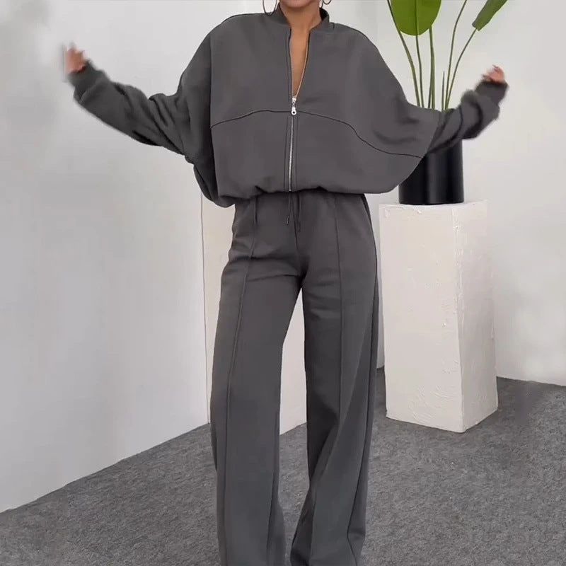 Women’s Long-Sleeve Lounge Set – Soft Top & Trousers | Comfortable Two-Piece Outfit