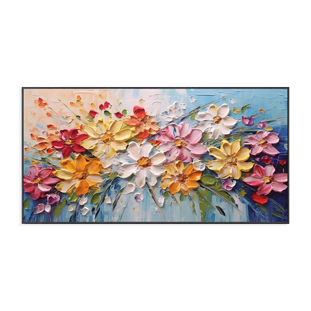 Colorful Spring Flowers Oil Painting – Handmade Canvas Wall Art