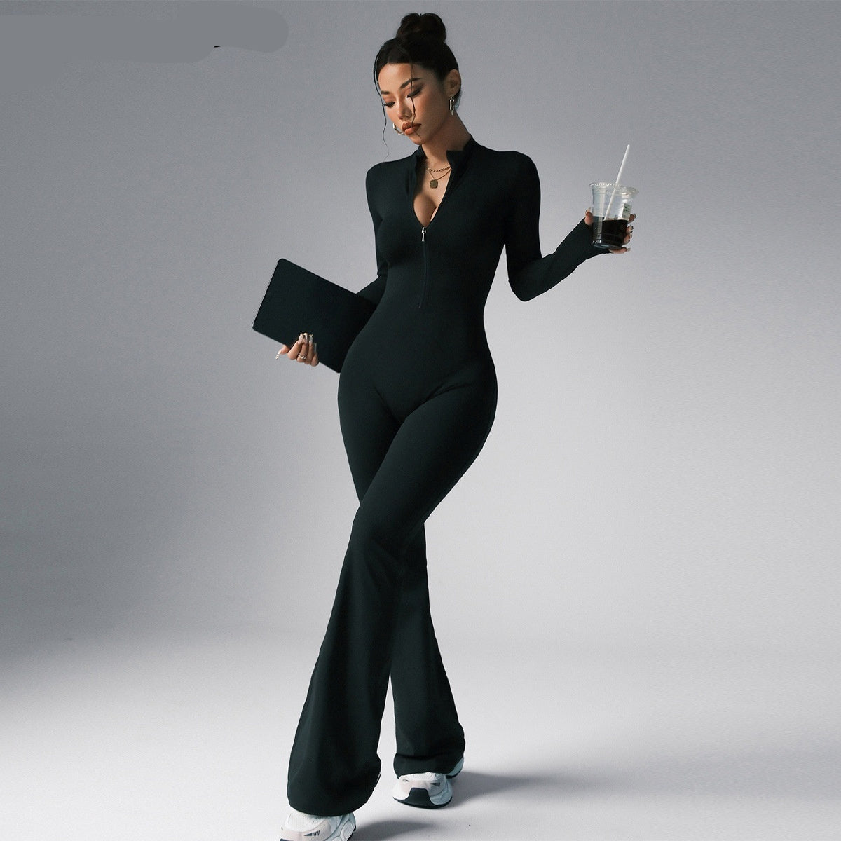 Women’s Quick-Dry Yoga  Jumpsuit – Stretchy Nylon-Spandex Activewear