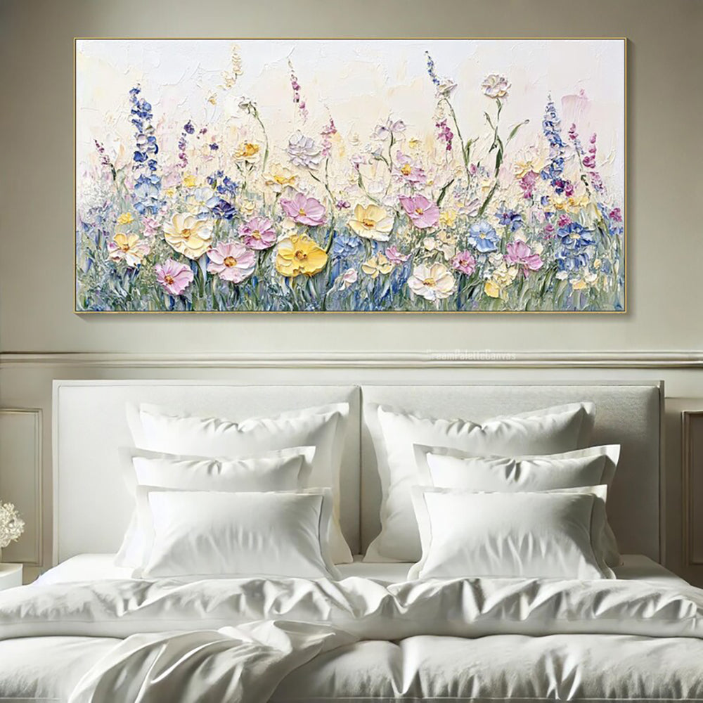 Handmade 3D Flower Oil Painting on Canvas – Modern Palette Knife Wall Art